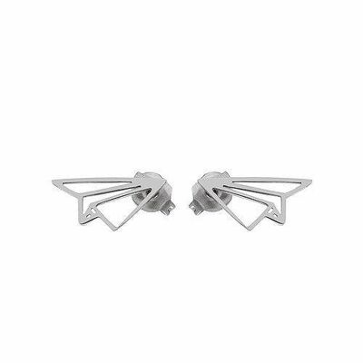 Paper Plane Studs - Polished stainless steel