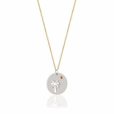 Palm Tree & Stone Pendant - Yellow Gem Stone