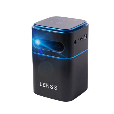 Lenso See - Mini vidéoprojecteur Portable - 120 ANSI 4500 lumens - Compatible HDMI - USB 3- USB-C - WiFi - Bluetooth - Android 9 - Accès Direct Netflix Youtube Prime Video- Image 250cm - 2H autonomie