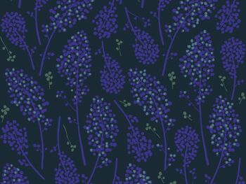 Papier peint floral - Suzie - Bleu nuit & Bleu indigo 2