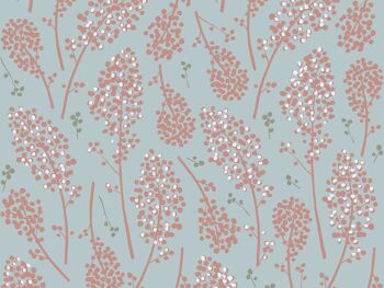 Papier peint floral - Suzie - Vert tendre & Rose thé 2