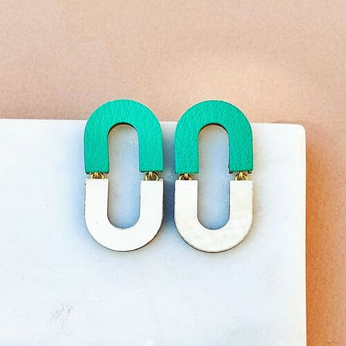 Boucles d'oreilles bella nacre & menthe