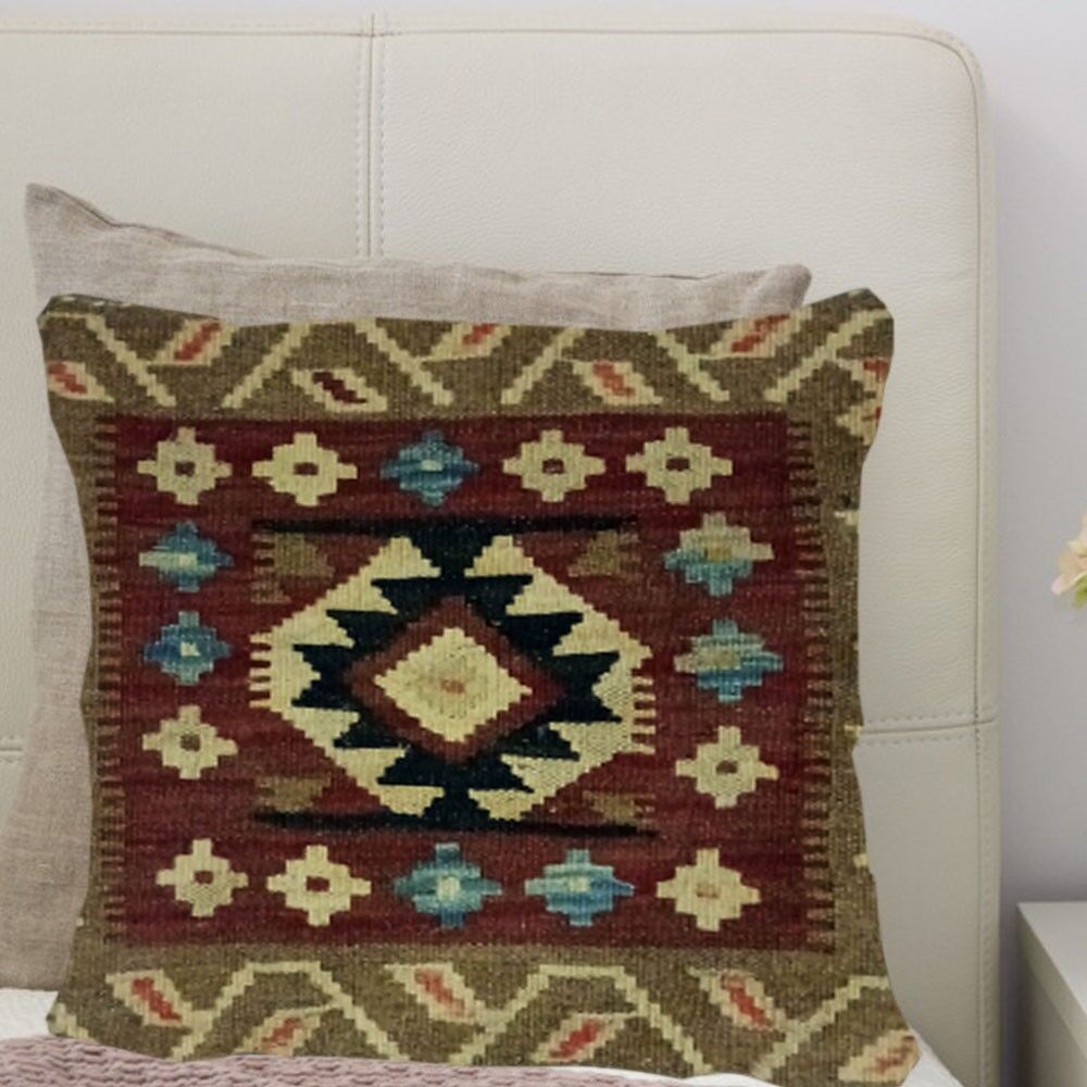 Kilim handvävt ljusbrunt kuddfodral