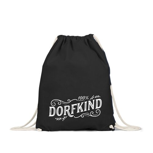 100% Dorfkind / Baumwoll Beutel schwarz