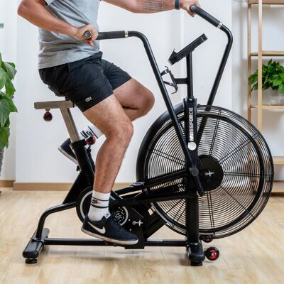 Massforce Pro Airbike - Cyclette cardio - Resistenza all'aria - Regolabile in altezza e profondità, Portaborraccia - Nero