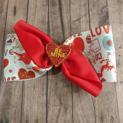Be mine valentine's day bow - Red