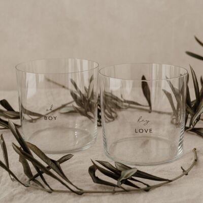 Drinking glass in a set of 2 Boy & Love (PU = 4 sets)