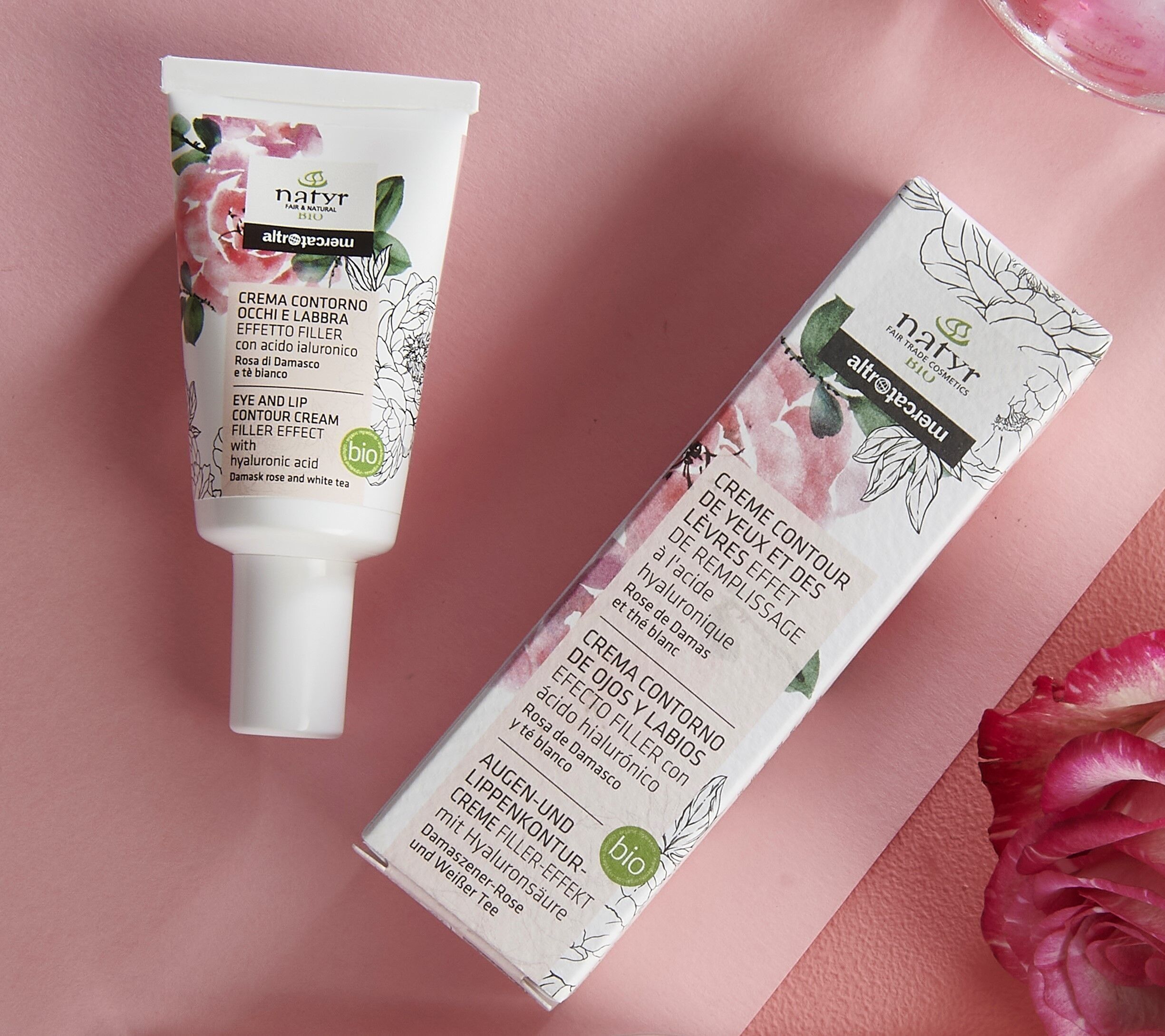 Crème contour des yeux et lèvres bio Rose de Damas et thé blanc 30 ml