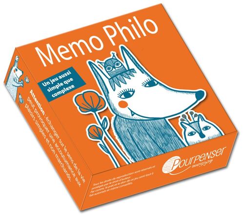 jeu Memo Philo - 54 cartes en boîte cloche (orange)