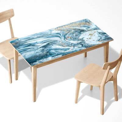 Couverture de décor d'art de bureau de table de vinyle auto-adhésif laminé de texture de marbre bleu