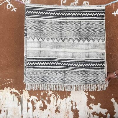 Handgefertigter Tribal-Teppich in Schwarz und Weiß, 3 x 5 (3er-Set)