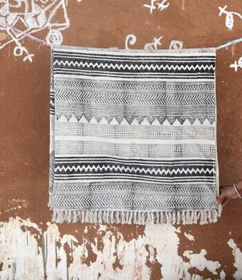 Tapis tribal fait main noir et blanc 4x6 (ensemble de 3) 1