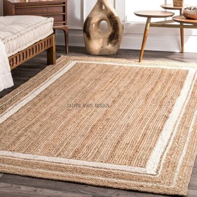 Tapis en jute tressé simple blanc 4x6 (lot de 2)