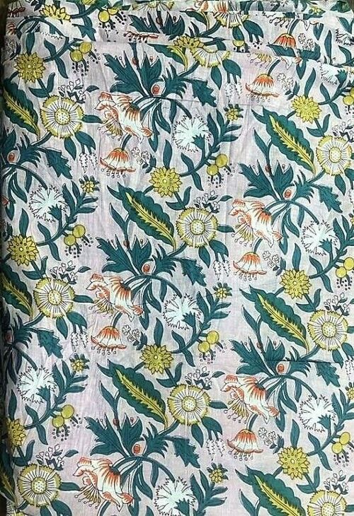 Citrus Floral Handprinted Fabric 10m