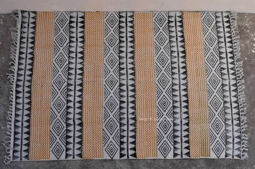 Handmade Yellow Zig Zag Rug 3x5 ft  ( Set of 3)