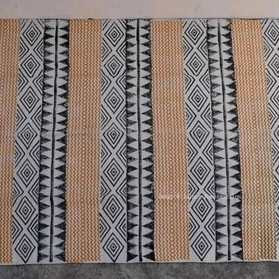 Tapis zigzag jaune fait main 3x5 pi (Ensemble de 3)