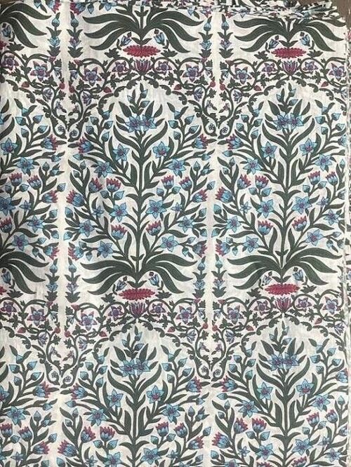 India Floral Handprinted Fabric 10 mts