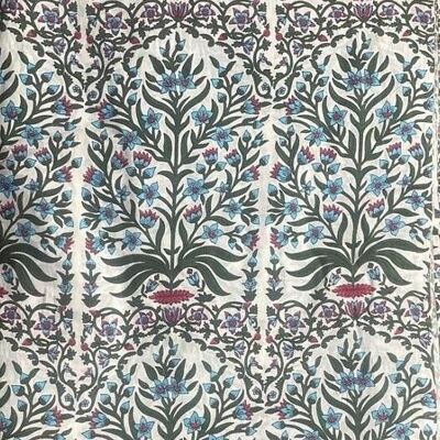 India Floral Handprinted Fabric 10 mts