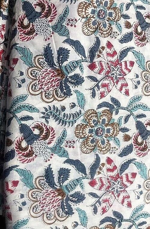 Mel Floral Handprinted Fabric 10 mts