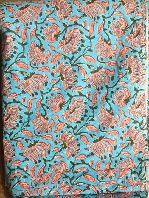 Olivia Floral Handprinted Fabric 10 mts