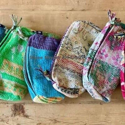 Upcycling-Kantha-Beutel – 10er-Set