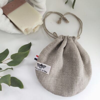 Soap pouch, washed linen + sponge