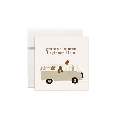 Mini greeting cards small illustrations Volkswagen van