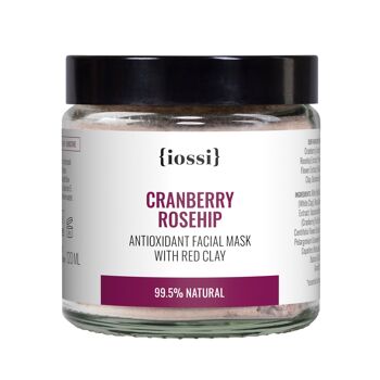 Rose musquée aux canneberges. Masque Visage Antioxydant à l'Argile Rouge / 120 ml