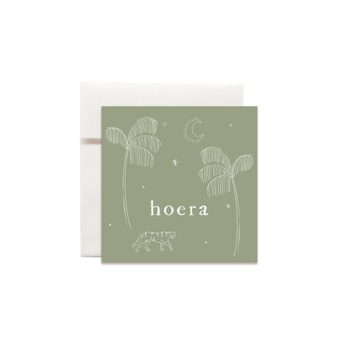 Mini wenskaartjes gekleurde kaartjes Hoera green