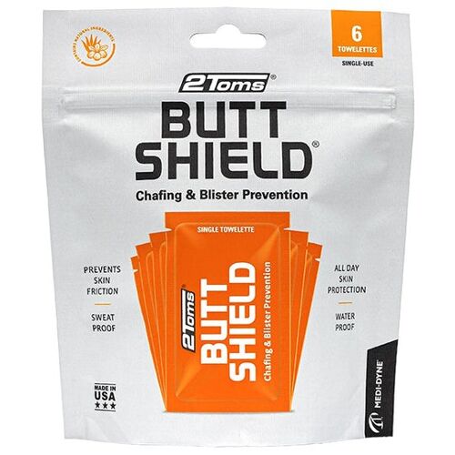 2 toms buttshield - protection from saddle sores towlette 6 pack