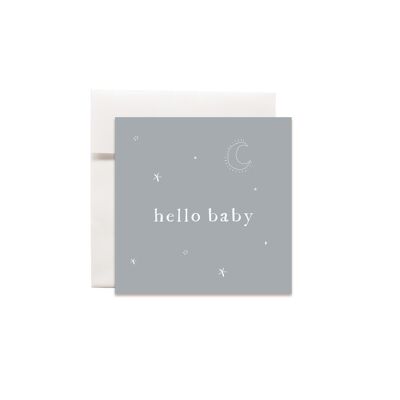 Mini biglietti d'auguri biglietti colorati Hello baby grigio blu