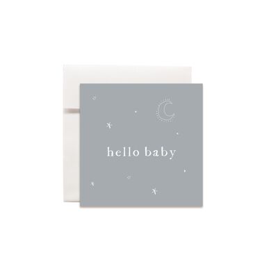 Mini greeting cards colored cards Hello baby gray blue