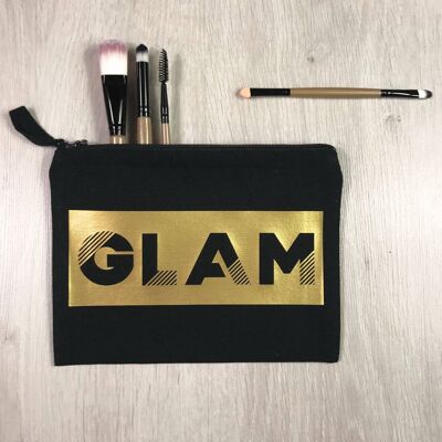 Glam-Kosmetiktasche in Gold und Schwarz
