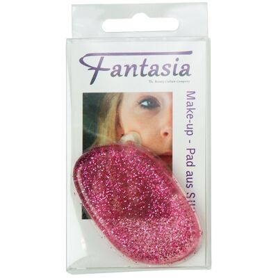 Silicone make-up pad with pink glitter in self-service presentation