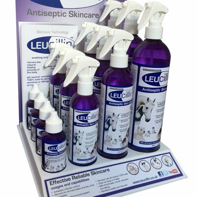 Leucillina Spray Antisettico Naturale | Pacchetto iniziale POS al dettaglio | Antibatterico, antimicotico e antivirale | per cani, gatti e tutti gli animali | per la pelle pruriginosa e tutta la salute della cura della pelle