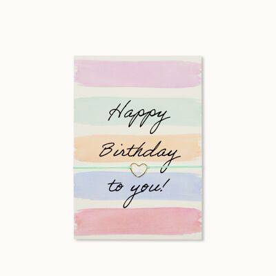Armband-Karte: Happy Birthday Colorful Stripes