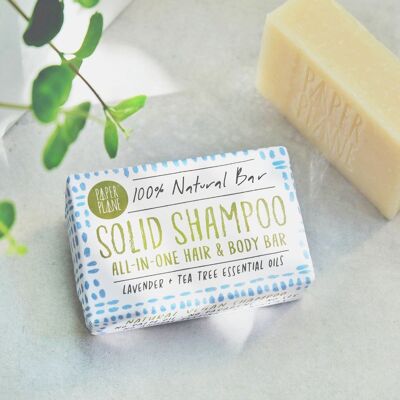 Shampoo solido vegano senza plastica 100% naturale alla lavanda e tea tree