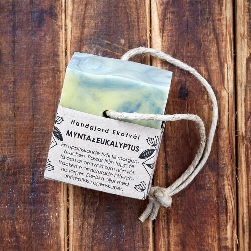 Eco Soap Mint & Eucalyptus 170 g on hemp rope