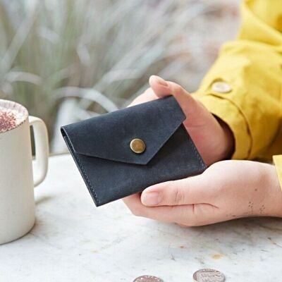 Black Buffalo Leather Coin Purse - Small Coin Wallet