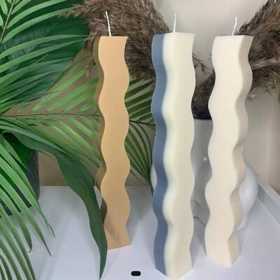 Wave Pillar Soy Candle Grey