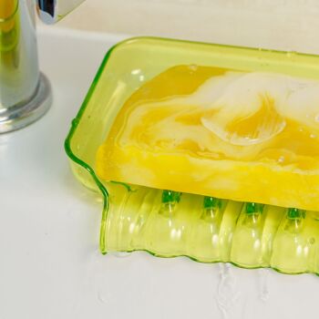Porte-savon en plastique vert avec 2 ventouses avec Savon Kiwi 100 gr en sachet 3