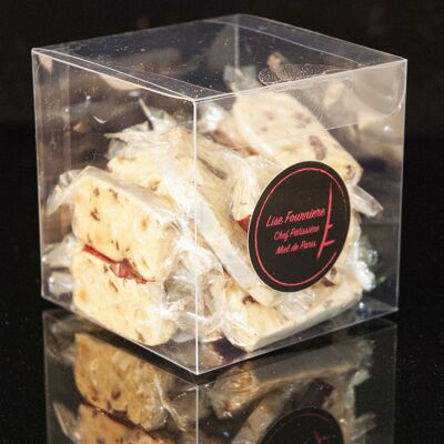 100g box of Raspberry and Blackcurrant Nougat