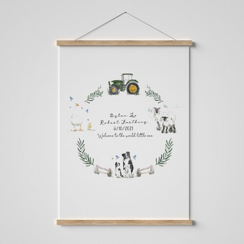 Farm animal baby name print. A4