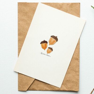 Acorn kiss A6 card and envelope.