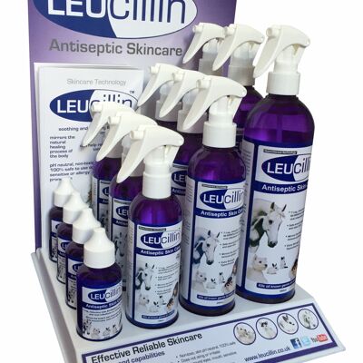 Leucillin Natural Antiseptic Spray | Retail POS Starter Pack | Antibacterial, Antifungal & Antiviral | for Dogs, Cats and All Animals | for Itchy Skin and All Skin Care Health | Retail POS Starter Pack