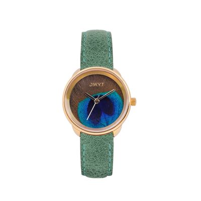 PLUME GOLD emerald women's watch (leather)