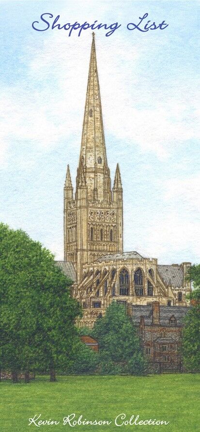 magnetische Einkaufsliste. Kathedrale von Norwich. Norfolk.