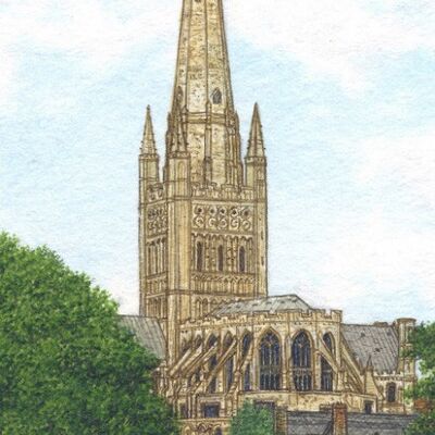 Lista della spesa magnetica. Cattedrale di Norwich. Norfolk.