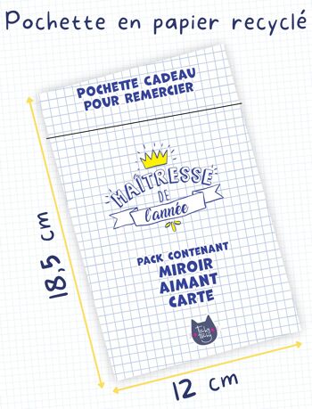 Kit Cadeau Maîtresse | Pack Carte + Miroir + Aimant Maîtresse de l'année Couronne | Cadeau pour la maîtresse 3