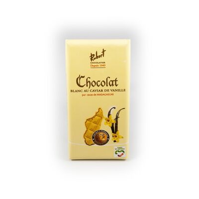 Weißer 37% Kakao mit Vanillekaviar Tablette 75gr